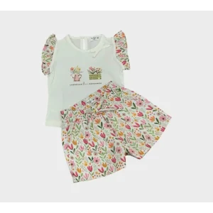 Y-Clù Completo Maglietta e Pantaloni Fiori Bimba