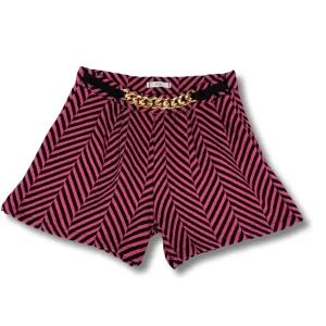 pantaloncini ragazza YCLU Y-Clù righe fucsia con catena oro