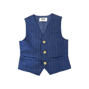 Gilet a righe foderato blu/rig per Bambino da 3anni a 7anni Y-Clu BYB9361